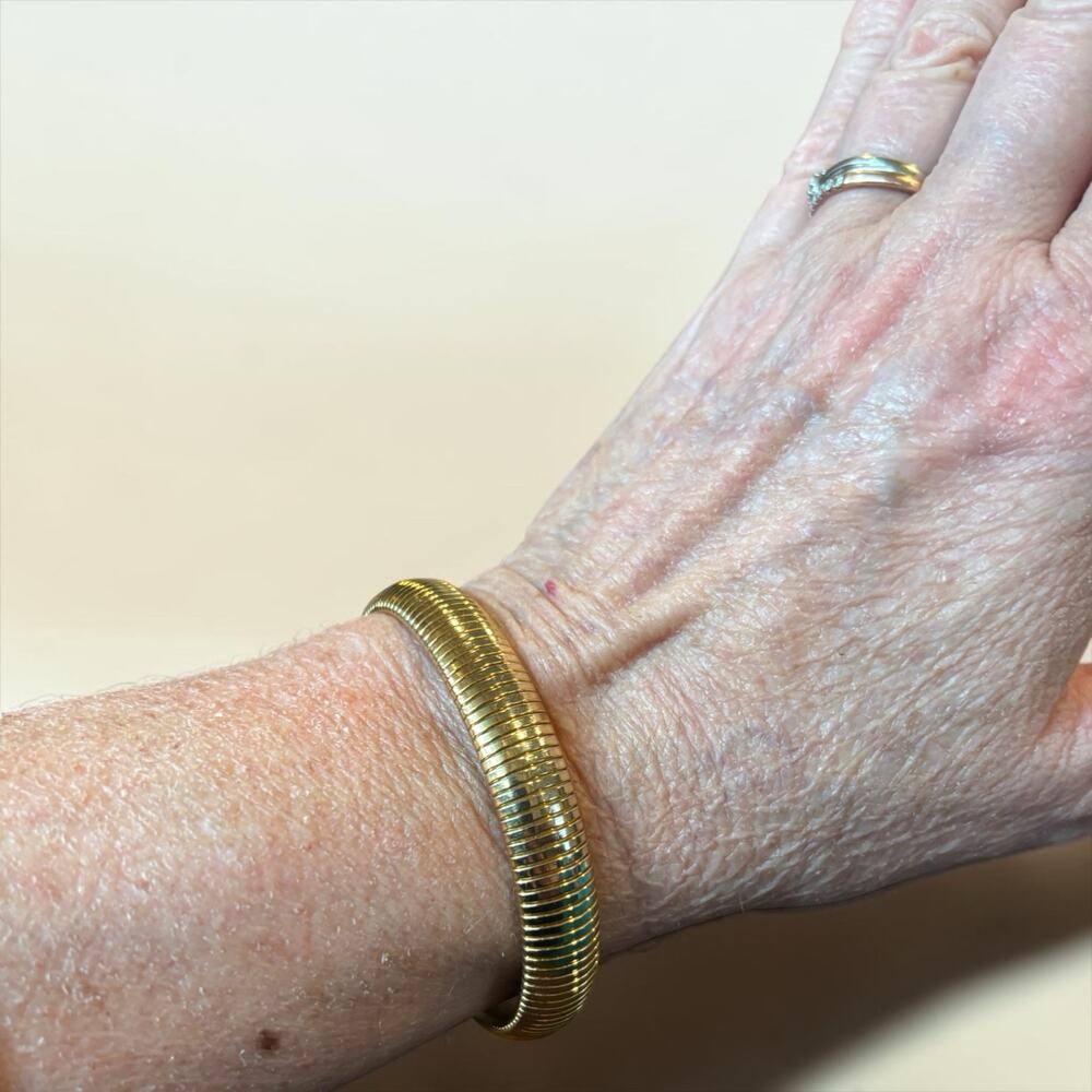 Monet Gold Coil Bangle 70s Disco Cleopatra Bracelet Slinky Glam